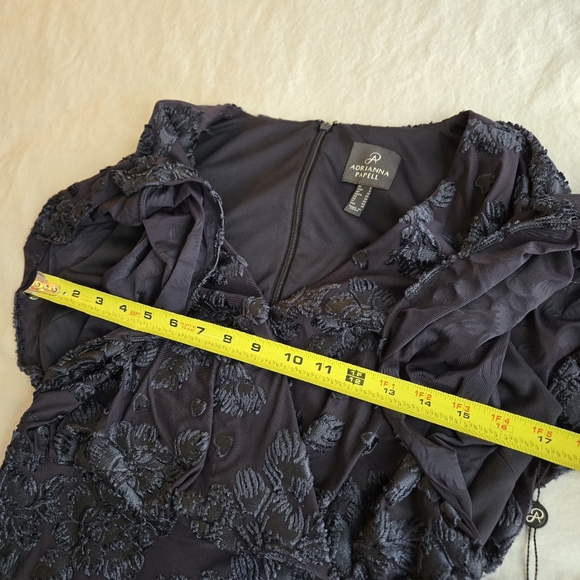 Adrianna Papell Floral Burnout Velvet Long Blouson Gown In Midnight Blue  Boho - Picture 8 of 15